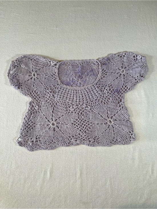 Handmade Tops - Handmade Crochet Floral Lilac Crop Top Boho Cottagecore